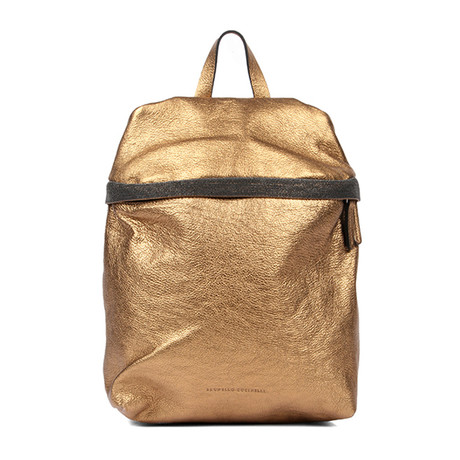 Leather Backpack // Gold
