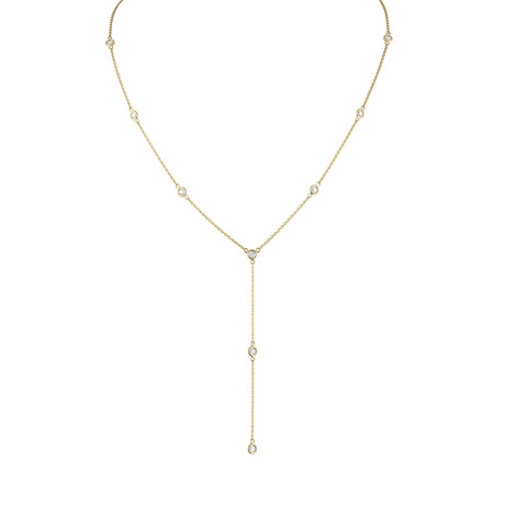 Estate 14k Yellow Gold Diamond By the Yard Drop Necklace