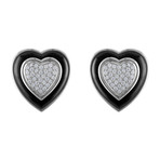 Estate 18k White Gold Heart Diamond Earrings