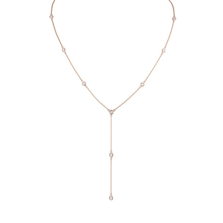 Estate 14k Rose Gold Diamond By the Yard Drop Necklace