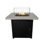 Gas Fire Pit Table // 30" Internal Tank // Steel Base and Cast Wood Top