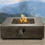 Propane/Natural Gas Fire Pit Table // 34" Square // Cast Concrete (Natural Concrete)