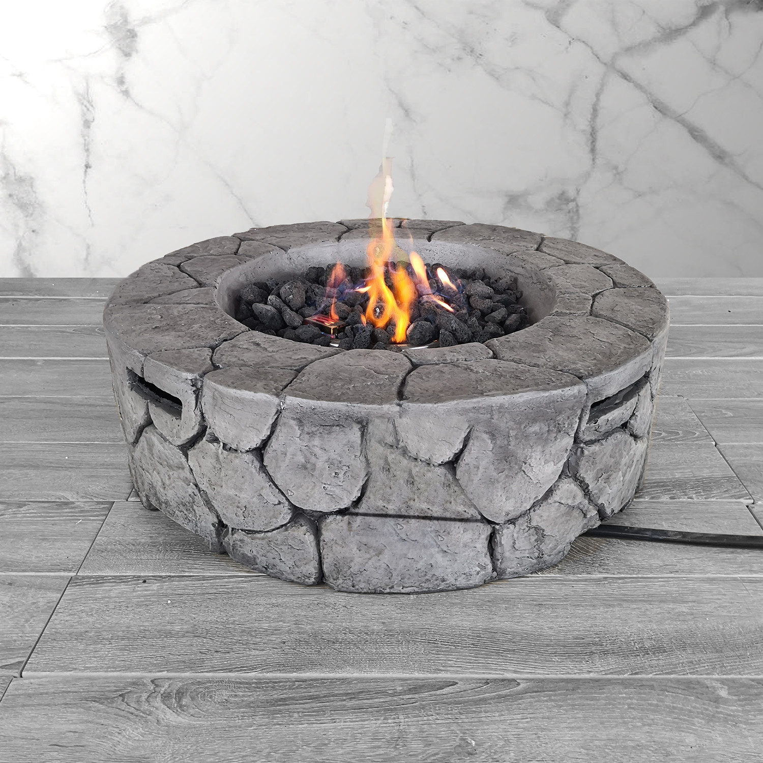 Propane/Natural Gas Fire Pit Table // 28" Round // Cast Concrete
