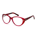 Women's FT5251 Eyeglass Frames // Transparent Burgundy + Red Havana