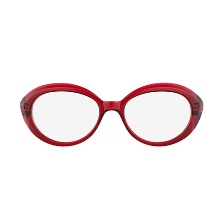 Women's FT5251 Eyeglass Frames // Transparent Burgundy + Red Havana