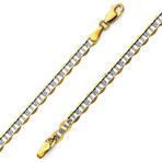 Solid 10K Two-Tone Yellow White Gold Mariner Pave Chain Bracelet // 6.0mm