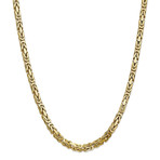 Solid 10K Yellow Gold Hollow Byzantine Chain Necklace // 3.0mm (20")