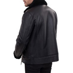 Faux Fur Aviator Trimmed Jacket // Black (XL)