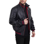 Leather Jacket // Dark + Blue + Red (XL)