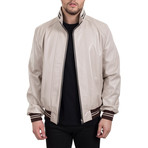 Leather Jacket // Beige+Brown (XL)