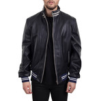 Leather Jacket // Dark + Blue + Beige (XS)
