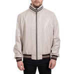 Leather Jacket // Beige+Brown (S)