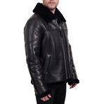 Faux Fur Trimmed Jacket // Black (M)