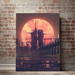 Red Moon Rise Canvas Set (Small // 1 Panel)