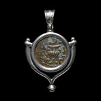 Bronze Coin // First Jewish War, 66-70 C.E // Silver Bezel Accented with Ruby