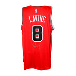 Zach LaVine Signed Chicago Bulls Red Fanatics Replica Basketball Jersey