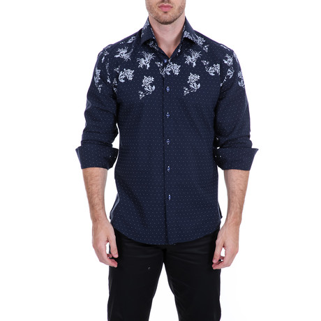 Case Long-Sleeve Button-Up Shirt // Navy (XS)