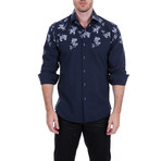 Case Long-Sleeve Button-Up Shirt // Navy (S)