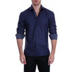Davidson Long-Sleeve Button-Up Shirt // Navy (L)