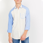 Xavier Long Sleeve Button-Up Shirt // Cream + Blue (Small)
