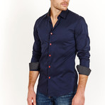 Bernard Long Sleeve Button-Up Shirt // Navy (Small)