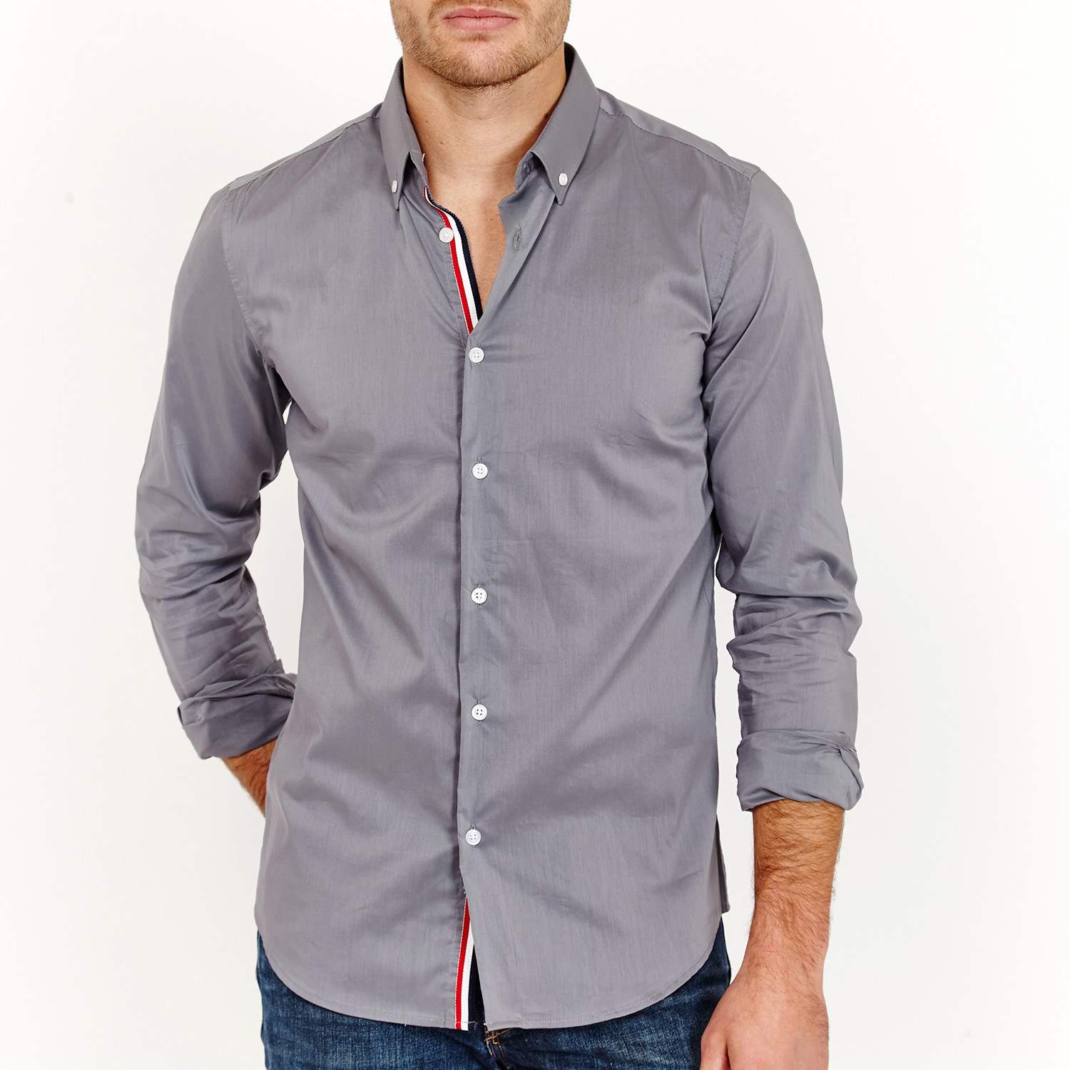 Josiah Long Sleeve Button-Up Shirt // Metallic Gray (Large) - Blanc ...