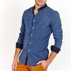 Nathan Long Sleeve Button-Up Shirt // Linen Blue (X-Large)