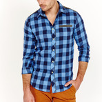 Ryan Checkered Long Sleeve Button-Up Shirt // Sky Blue (Large)