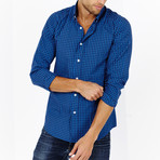 Grayson Checkered Long Sleeve Button-Up Shirt // Sapphire Blue (Small)