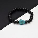 Teal Buddha Beaded Bracelet // Black + Blue