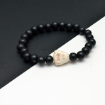 White Buddha Beaded Bracelet // Black + White