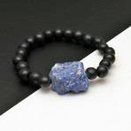 Lapis Lazuli Accent Beaded Bracelet // Black + Blue
