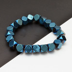 Blue Hematite Beaded Bracelet // Blue