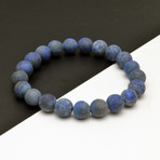 Frosted Lapis Lazuli Beaded Bracelet // Blue