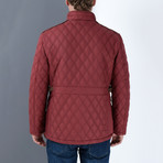 Button & Zip Up Quilted Jacket // Burgundy (M)