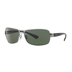 Ray-Ban // Unisex Metal Rb3479 Navigator Sunglasses // Gunmetal Black + Polarized Green