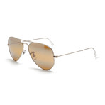 Unisex Aviator Large Sunglasses // Gold + Brown Mirror