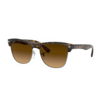 Unisex Polarized Clubmaster Oversized Sunglasses // Tortoise + Brown Gradient