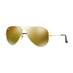 Unisex Aviator Large Metal Sunglasses // Gold + Gold Mirror