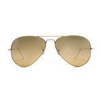 Unisex Aviator Large Sunglasses // Gold + Brown Mirror