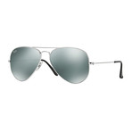 Unisex Large Aviator Mirror Sunglasses // Silver