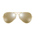 Unisex Aviator Large Metal Sunglasses // Gold + Gold Mirror