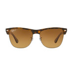 Unisex Polarized Clubmaster Oversized Sunglasses // Tortoise + Brown Gradient