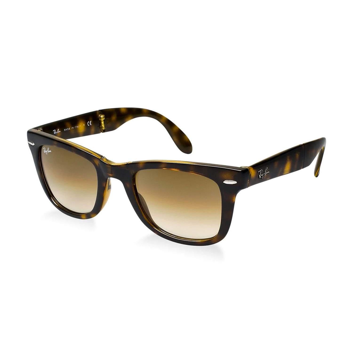 Unisex Folding Wayfarer Sunglasses // Tortoise + Brown Gradient - Ray ...
