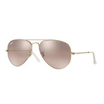 Unisex Aviator Large Metal Sunglasses // Pink + Gray Mirror