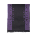Versace Collection // Striped Wool Scarf // Purple + Black
