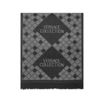 Versace Collection // Diamond Wool Scarf // Black + Gray