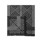 Versace Collection // Geometric Wool Scarf // Black + Gray