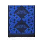 Versace Collection // Wool Scarf // Blue + Black