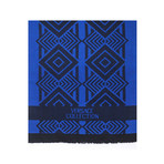 Versace Collection // Geometric Wool Scarf // Blue + Black